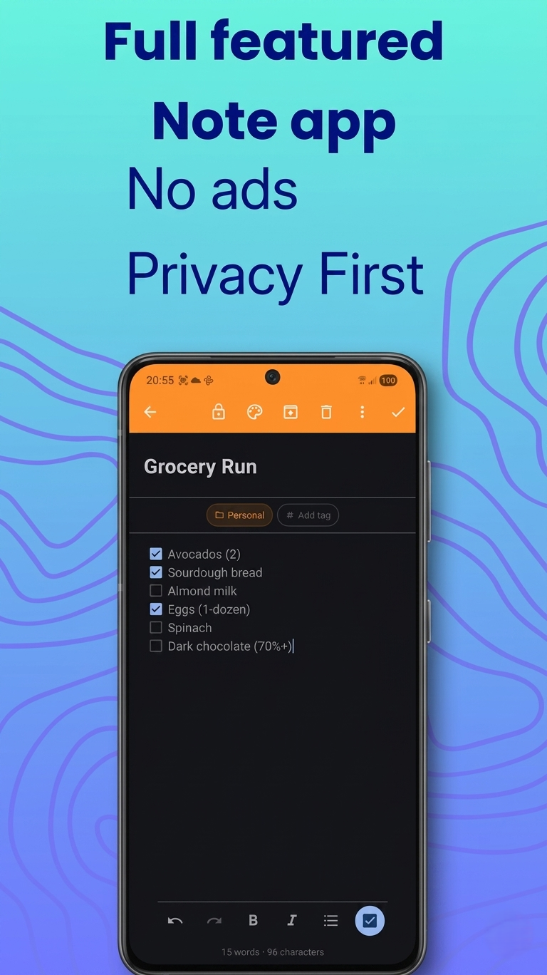 Kaiyo Notes Android app checklist mode for task lists